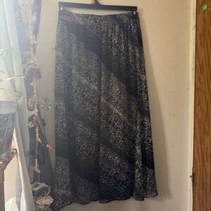 Christopher & Banks Black and Gray Floral Maxi Skirt